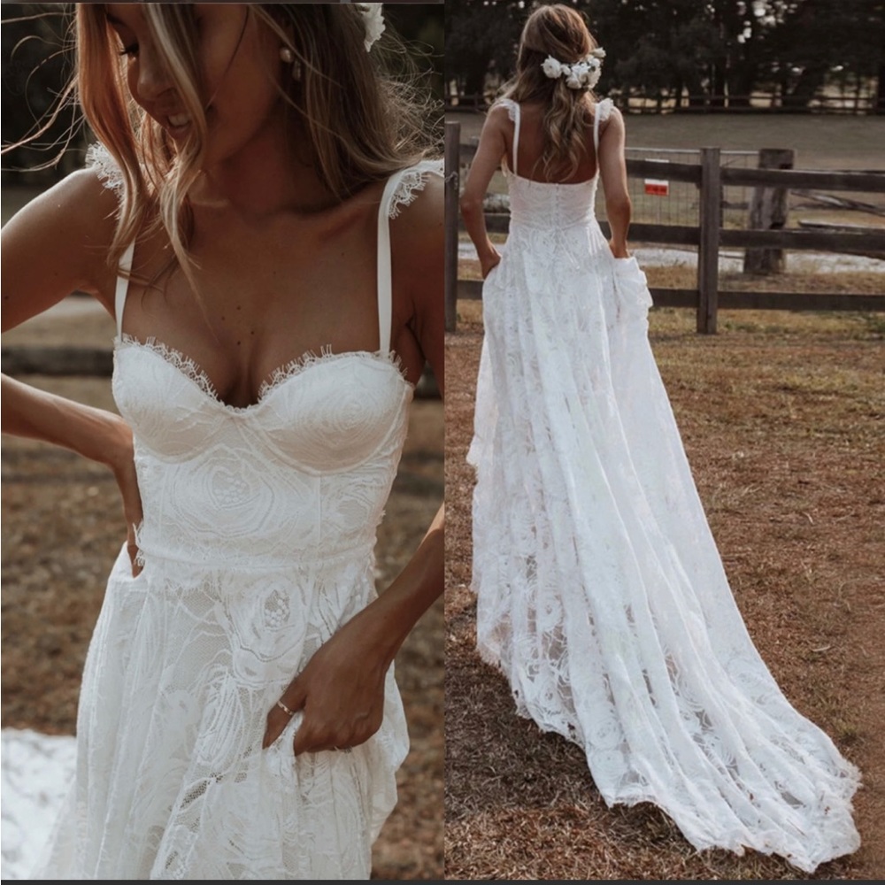 🤍New Lace Boho A-Line Bridal Gown Wedding Dress🤍